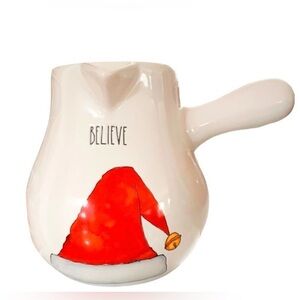 Rae Dunn White Ceramic Holiday/Christmas/Seasonal Red Santa’s Hat Hot Cocoa Pot